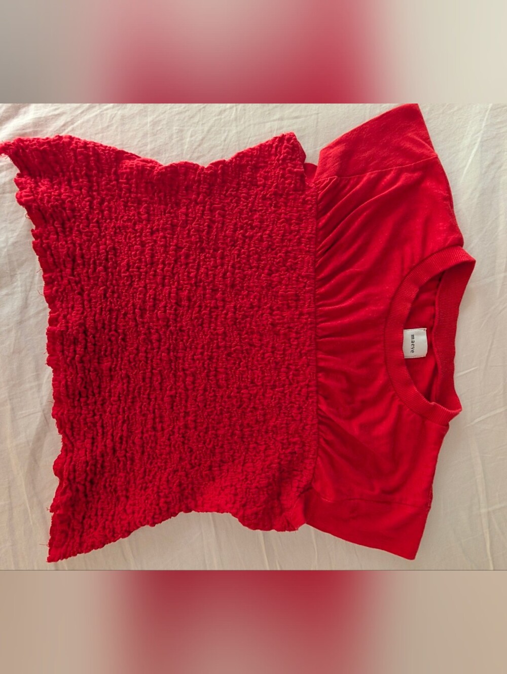 Maeve Anthropology Smocked Muscle Red  Top  Sz Small - Picture 3 of 5